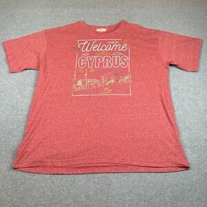 Welcome To Cyprus T-shirt Mens XL Red Orange Cotton Blend Tourist Cityscape NOTE